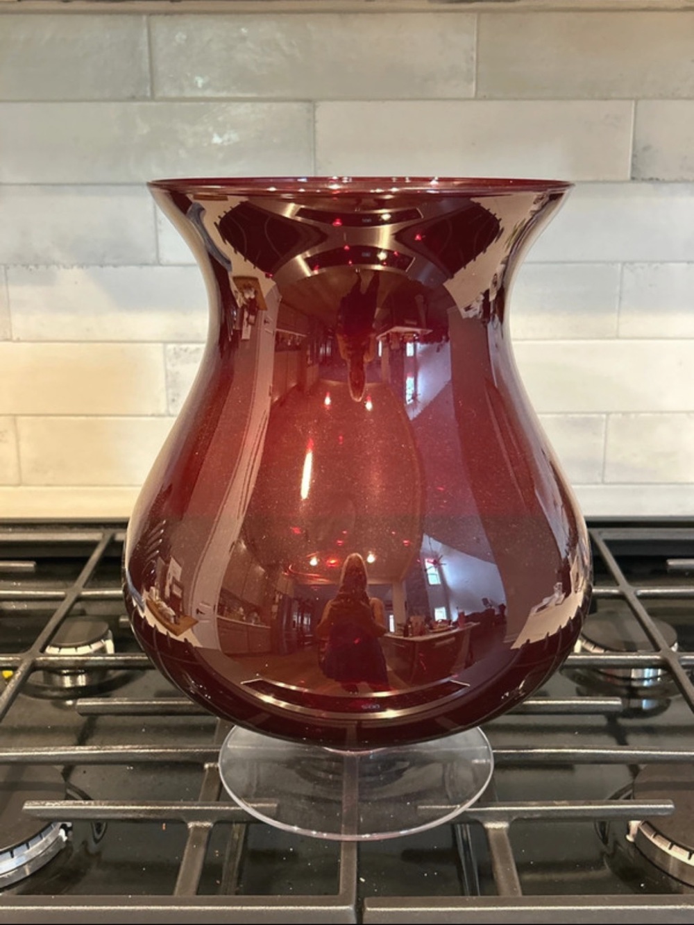 PartyLite Shimmering Burgundy Glass Vase